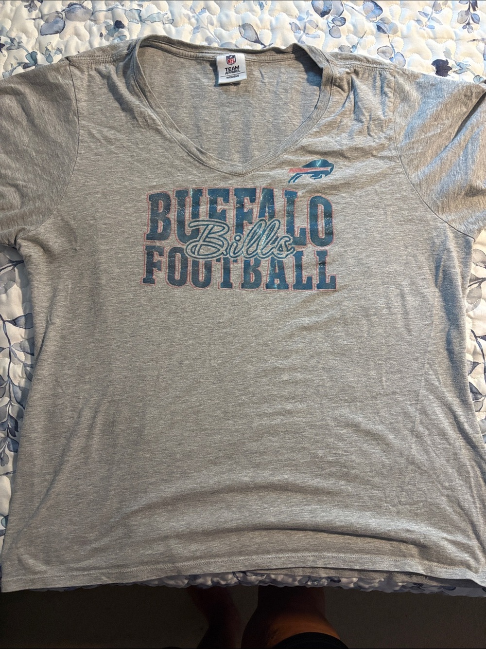 Team Apparel Gray Buffalo Bills Football Graphic V-Neck Tee
